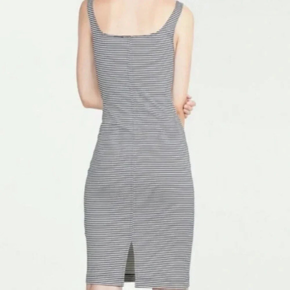 Zara Horizontal Pinstripe  Sleeveless Bodycon Midi Dress White Black Size Medium - Picture 2 of 6